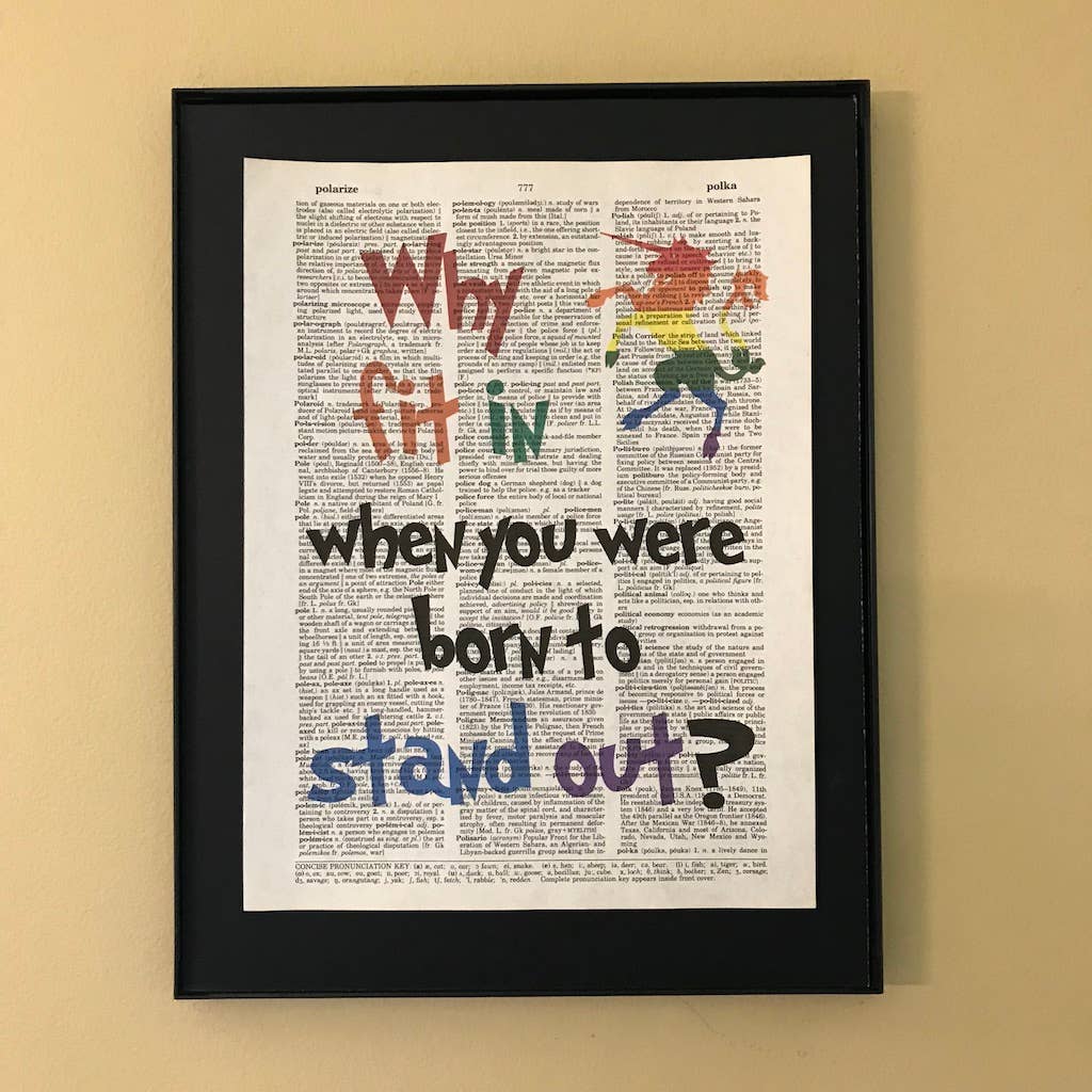 Why fit in | Dictionary Print | LGBTQ Book Art