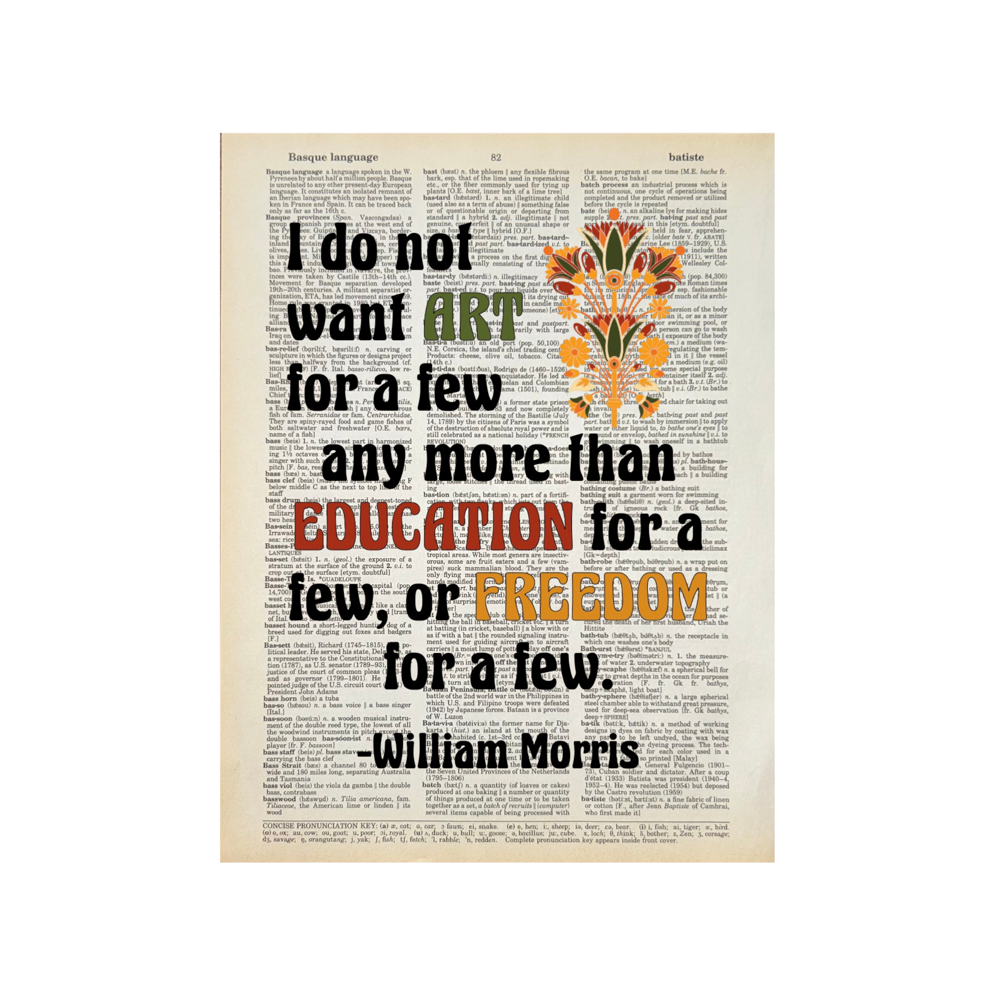 I do not want art for a few | Dictionary Print | Book Art