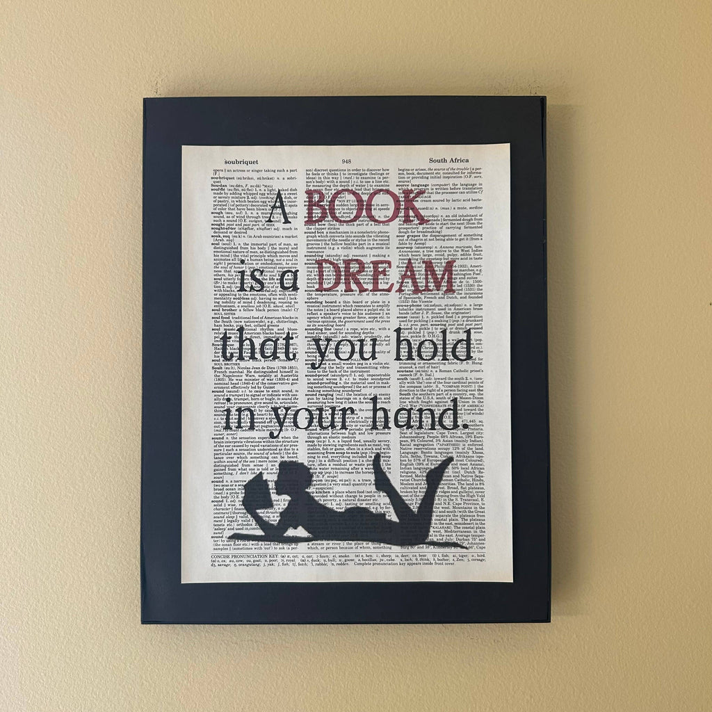A book is a dream | Dictionary Print | Vintage Book Art