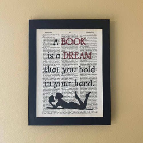 A book is a dream | Dictionary Print | Vintage Book Art