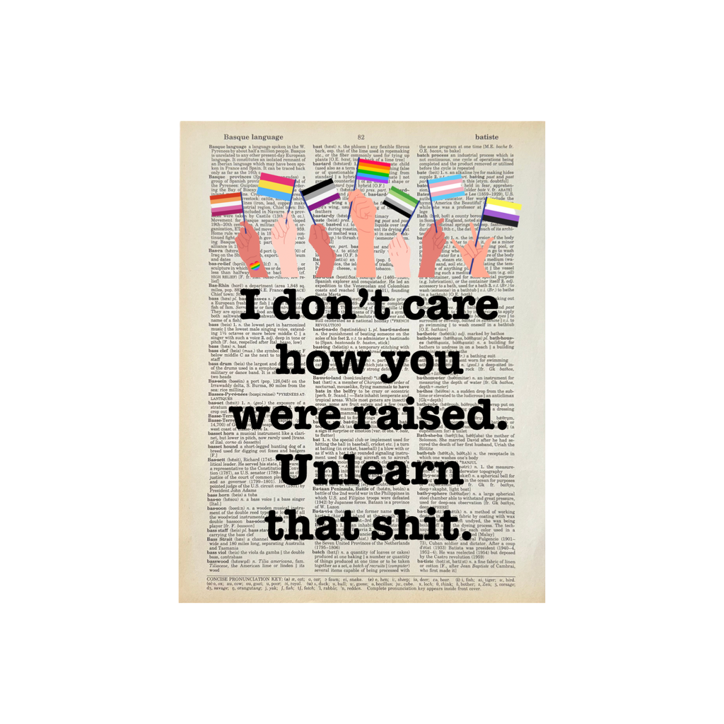 I don't care how - Unlearn | Dictionary | Vintage Book Art