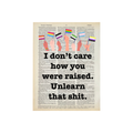 I don't care how - Unlearn | Dictionary | Vintage Book Art