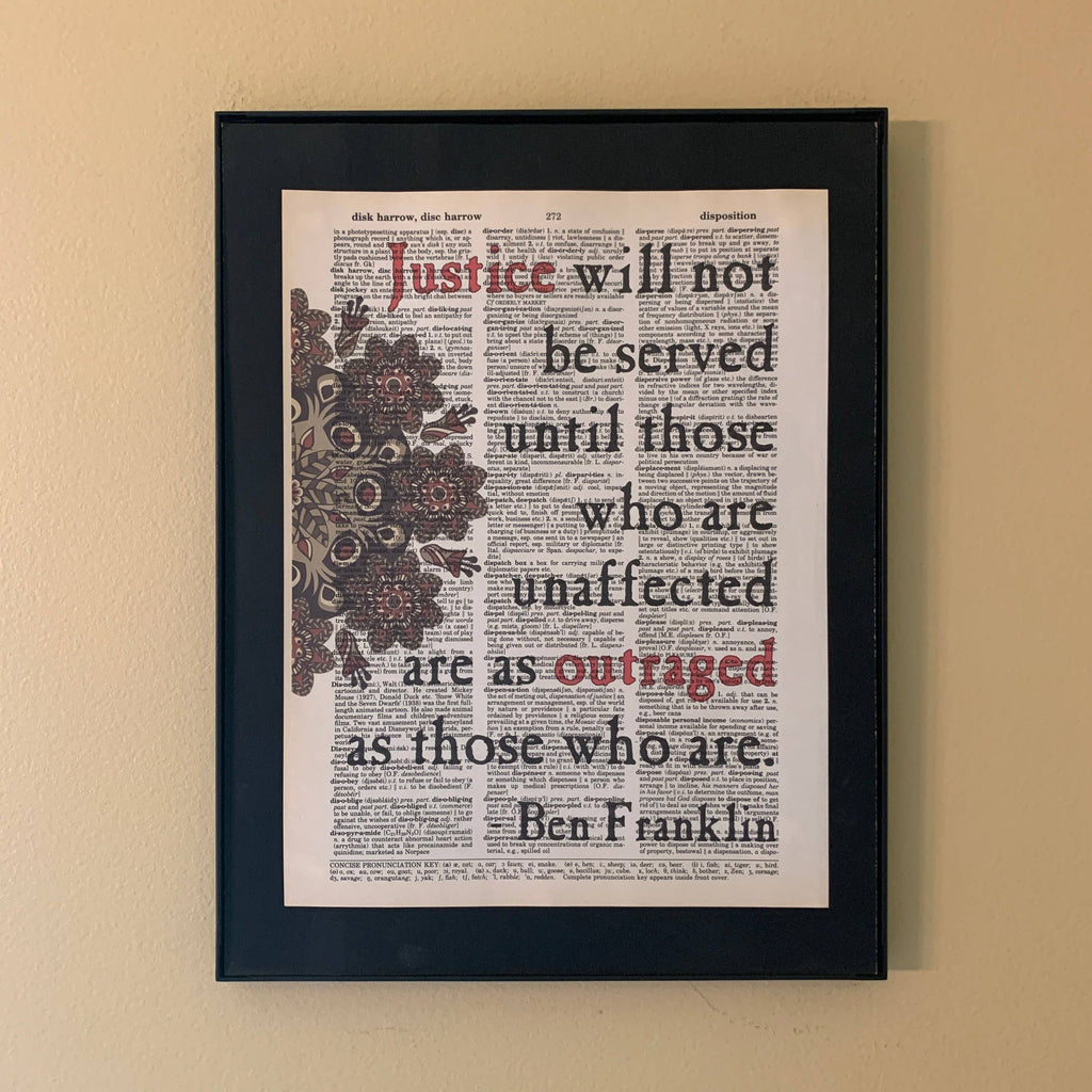 Justice will not be | Dictionary Print | Vintage Book Art