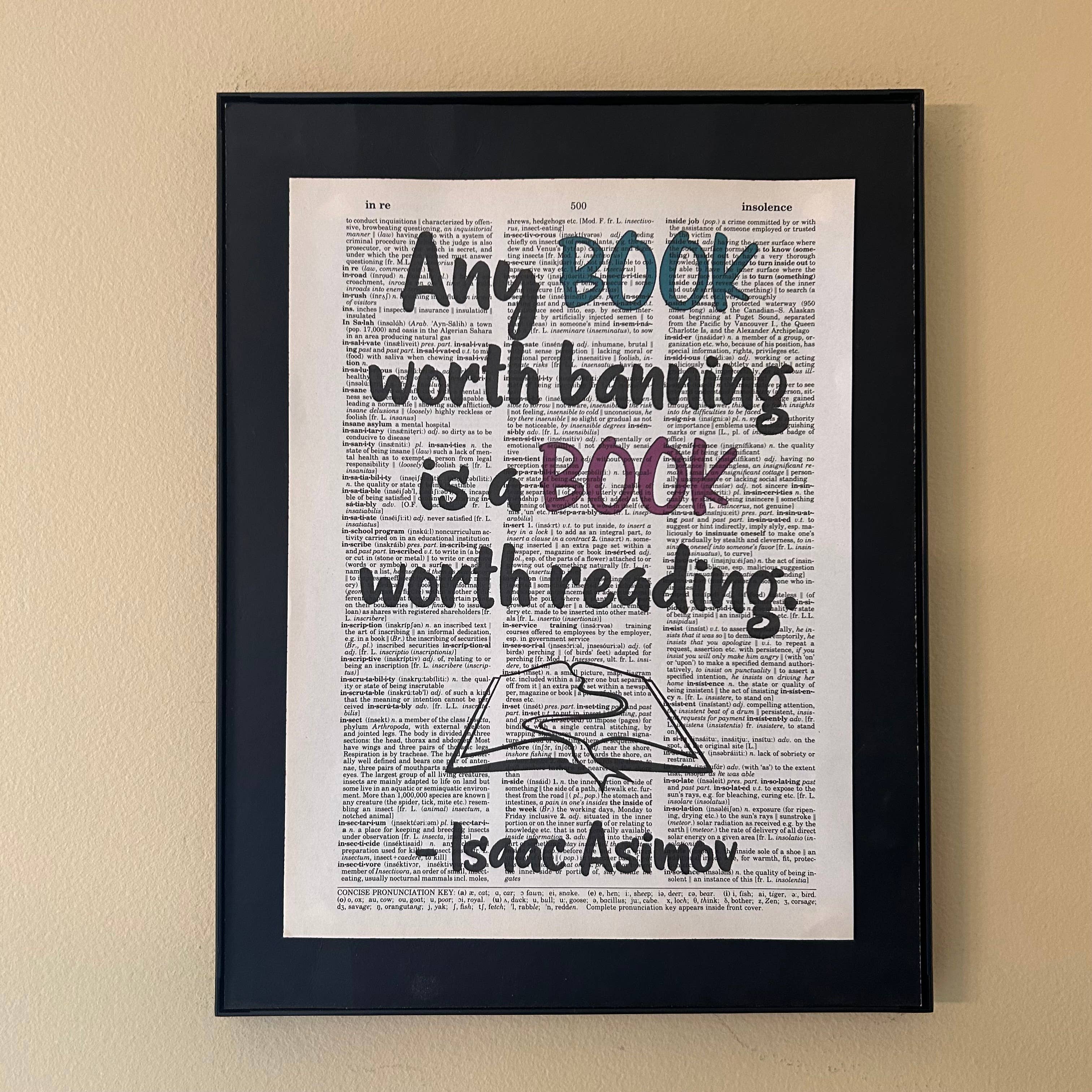 Any book worth banning | Dictionary Print | Vintage Book Art