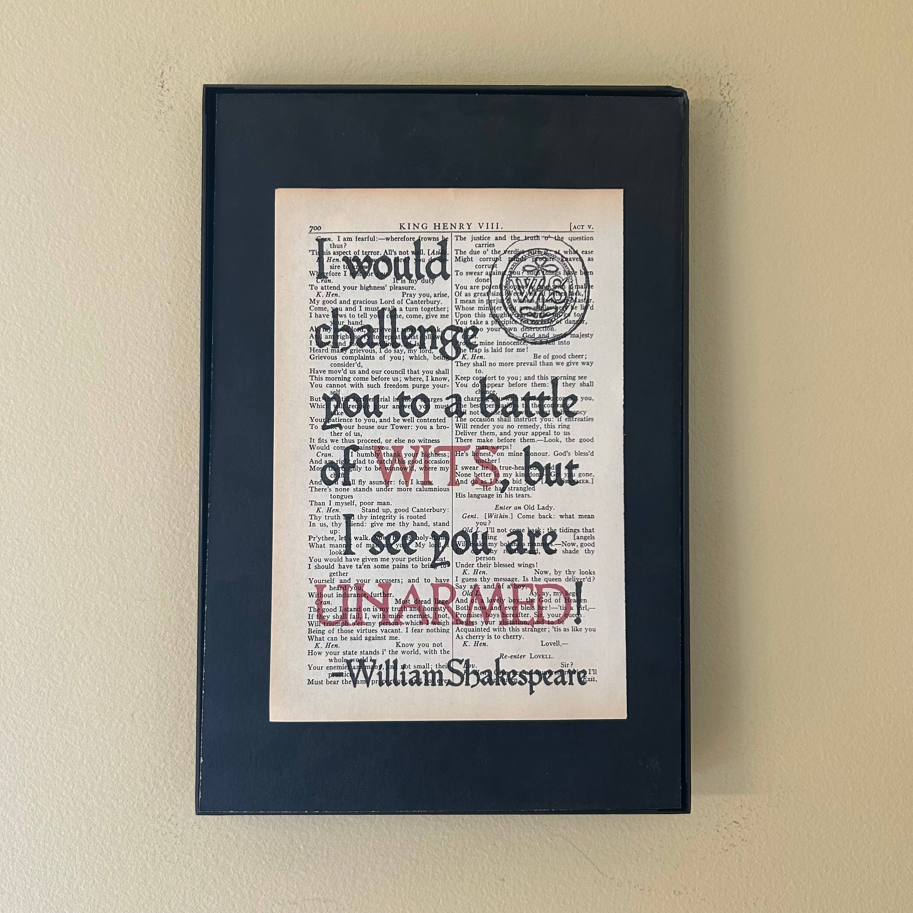 I would challenge you | Dictionary Print | Vintage Book Art