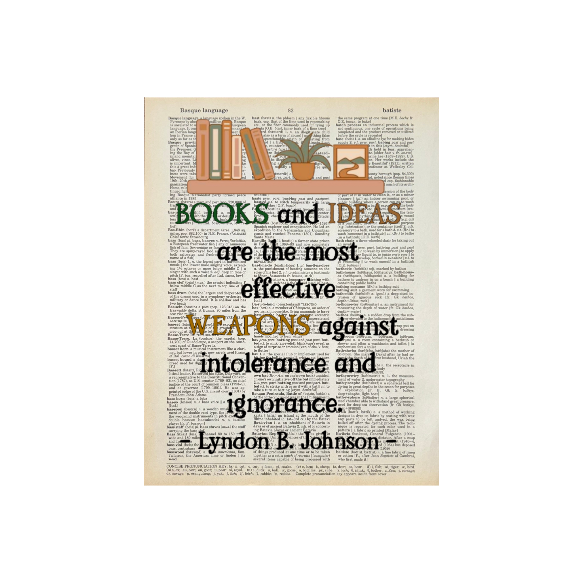 Books and Ideas | Dictionary Print | Vintage Book Art
