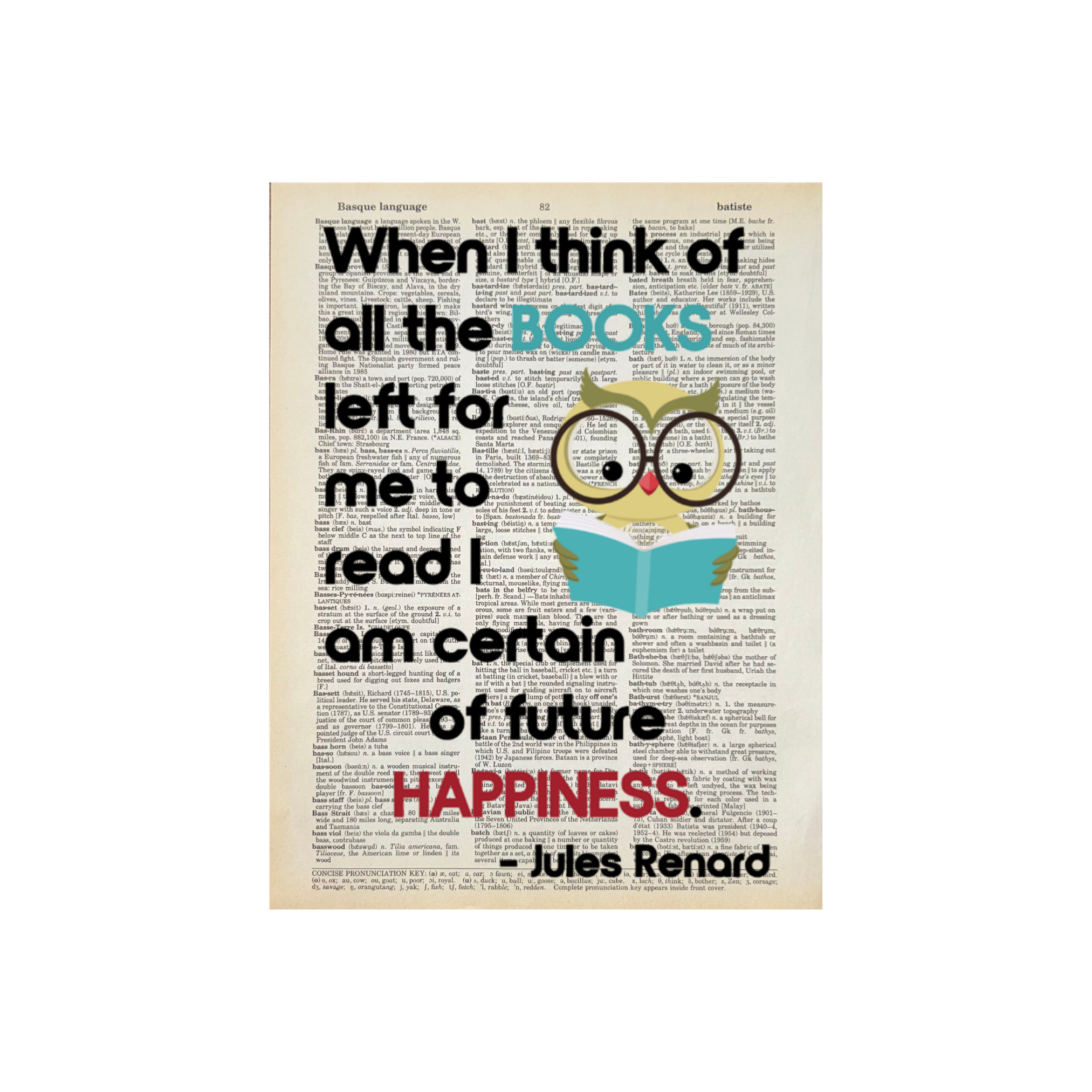 When I think of all | Bookish Print | Vintage Book Art 