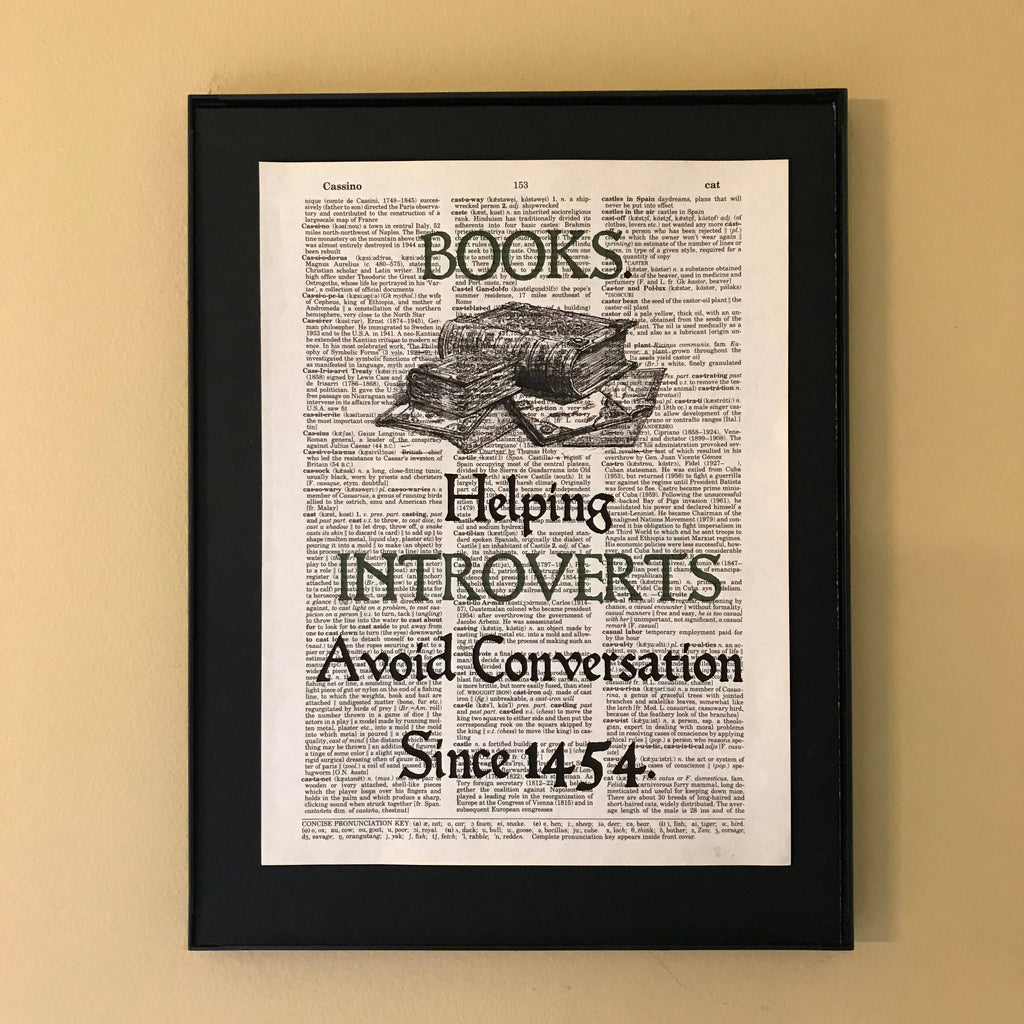 Books Introverts | Dictionary Print | Vintage Book Art