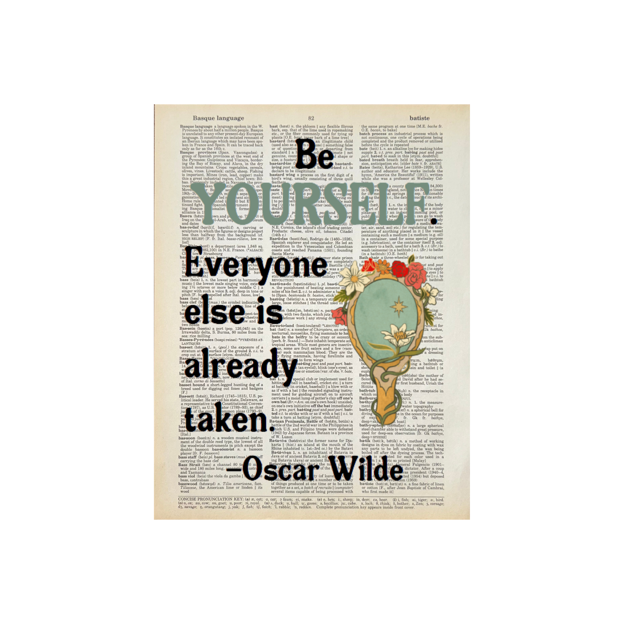 Be Yourself | Dictionary Print | Vintage Book Art