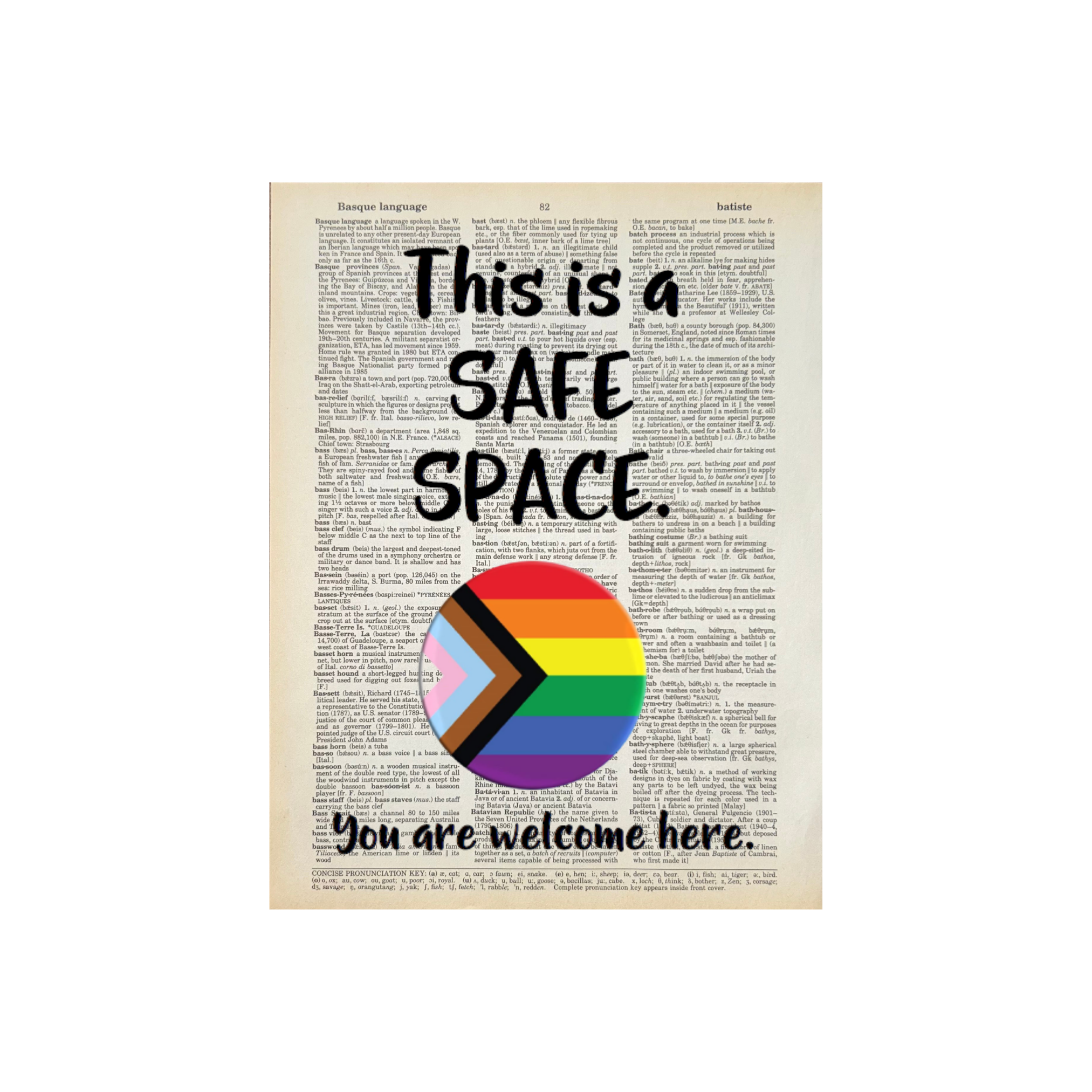 This is a safe place  | Dictionary Print | Vintage Book Art