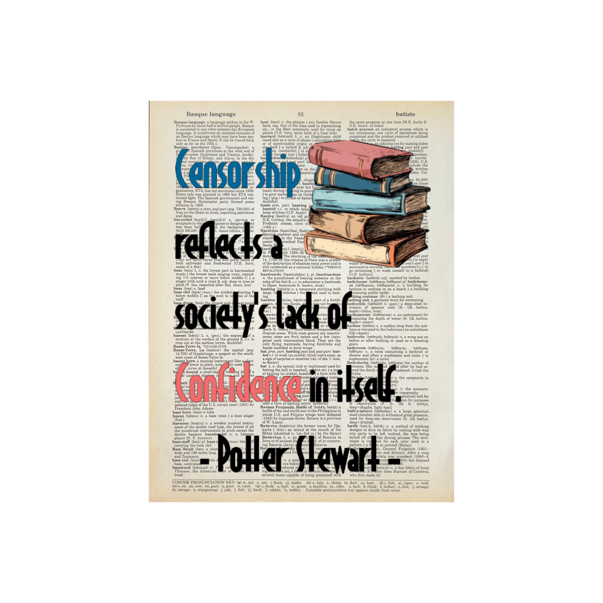 Censorship reflects | Dictionary Print | Vintage Book Art